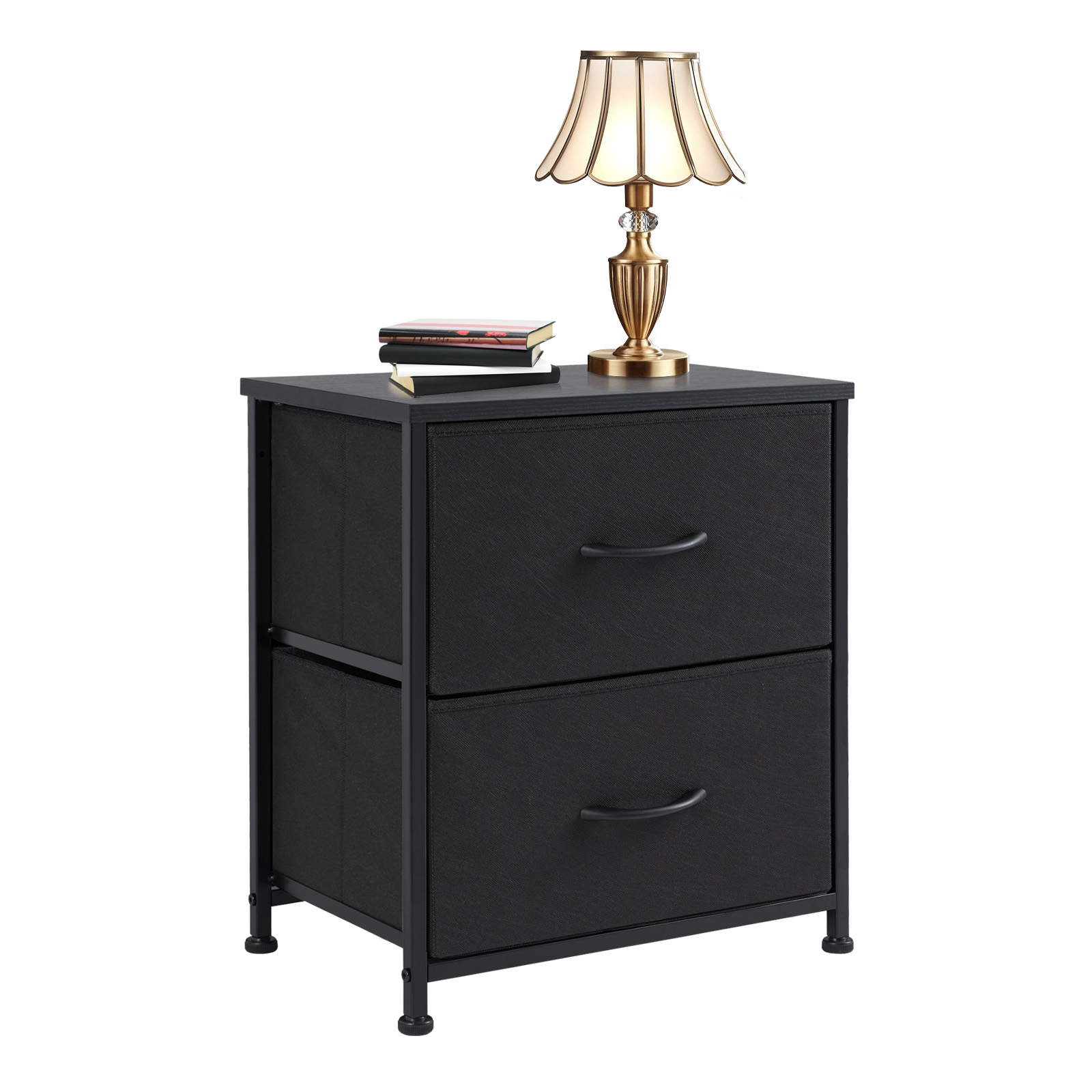 2 Tiers Drawers Dresser Chest of Drawers,Metal Frame and Wood Top