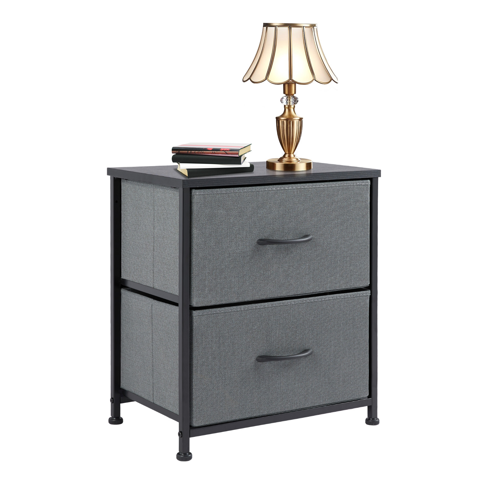 2 Tiers Drawers Dresser Chest of Drawers,Metal Frame and Wood Top