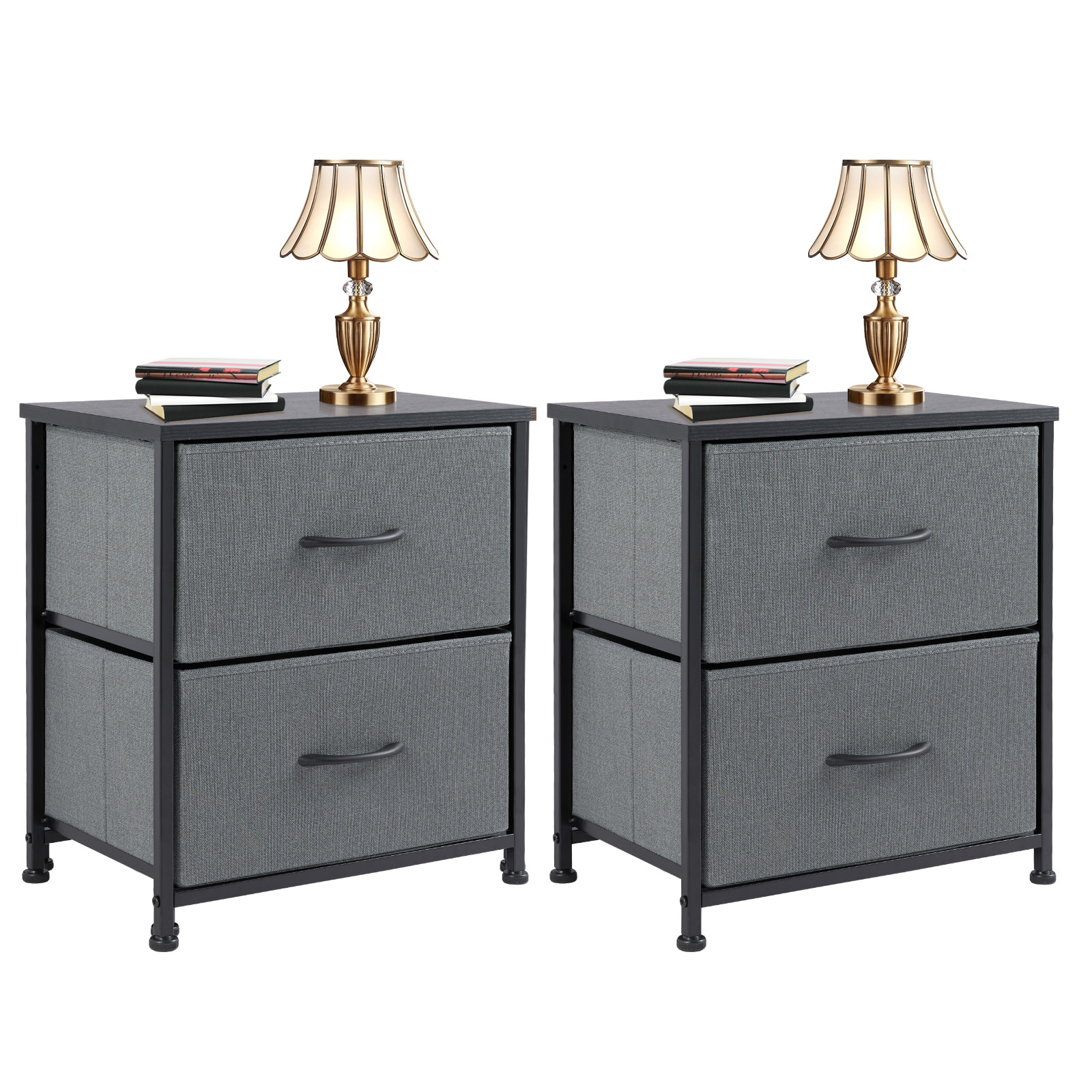 2 Tiers Drawers Dresser Chest of Drawers,Metal Frame and Wood Top,2pack