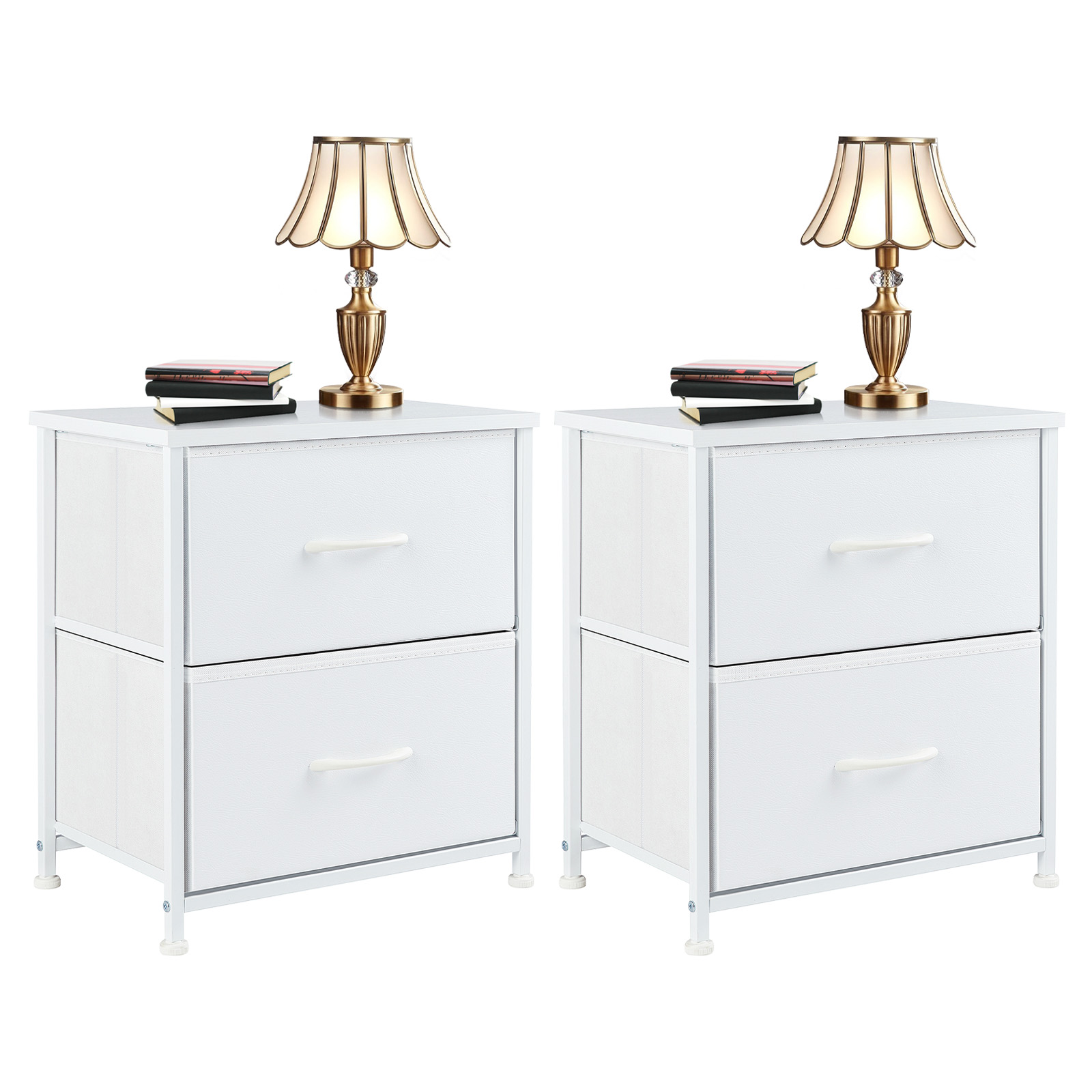 2 Tiers Drawers Dresser Chest of Drawers,Metal Frame and Wood Top,2pack