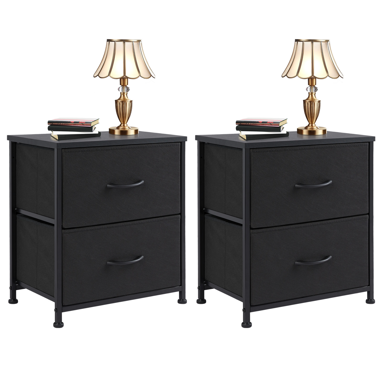 2 Tiers Drawers Dresser Chest of Drawers,Metal Frame and Wood Top,2pack