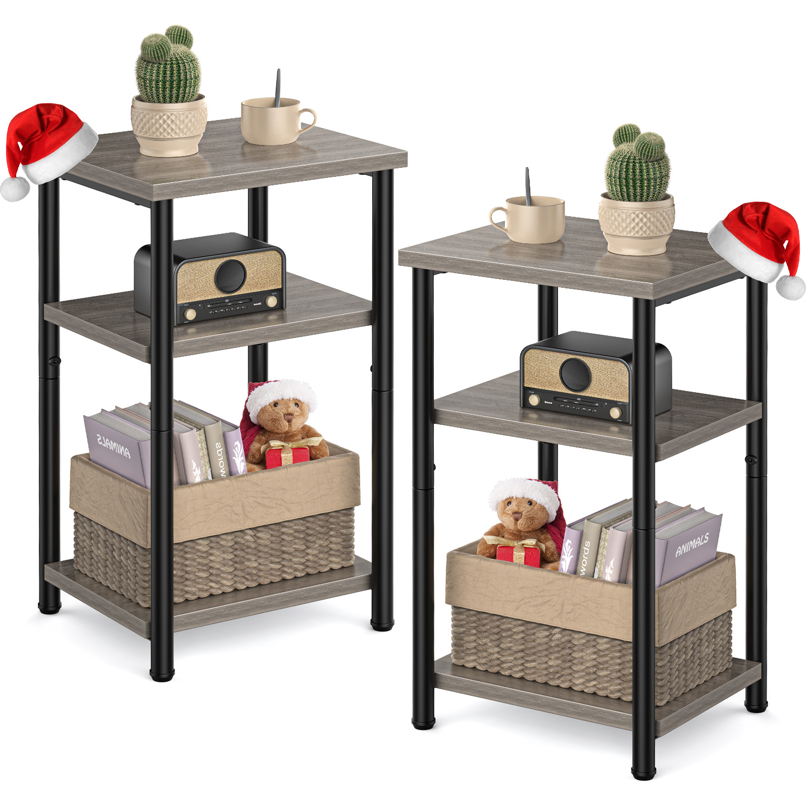 3 layer coffee table with adjustable height, small bedside table, storage shelf, suitable for bedroom, living room, office space saving