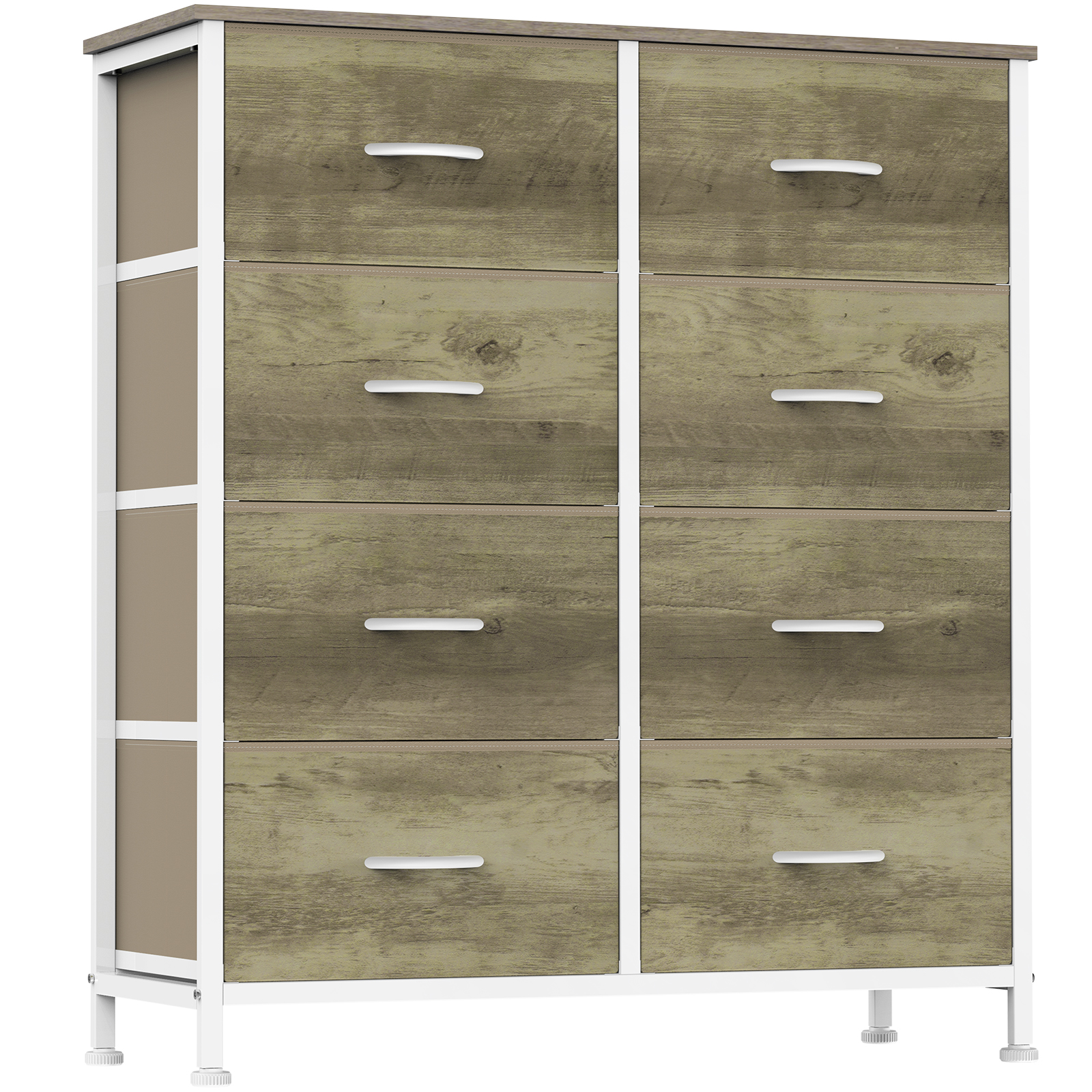 Tall Dresser Fabric Storage Tower ,Wooden Top for Kid Room, Closet, Entryway, Nursery